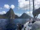 The Pitons: Coming in from the north to this national park area; you are still permitted to hike up the one on the right, if you so choose.
